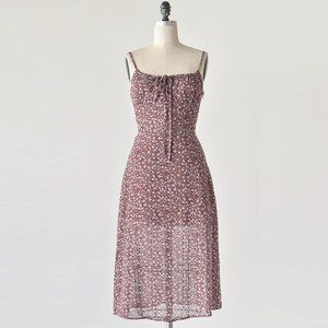 Floral Brown Midi Dress